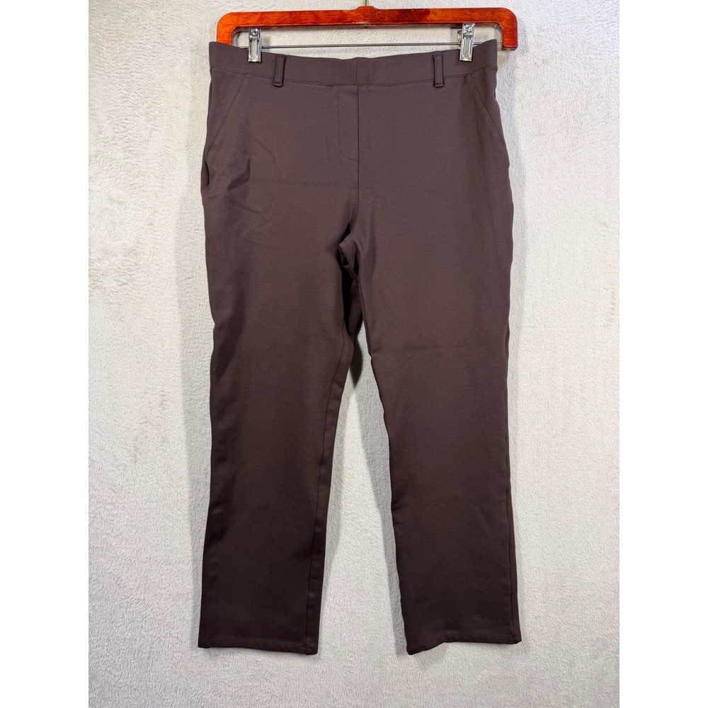 Quince Straight Leg Pants Women L Petite Espresso Ultra-Stretch Ponte Workwear
